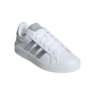 アディダス（adidas）（キッズ）ジュニアスニーカー スポーツシューズ グランドコート3.0 ホワイト シル…
