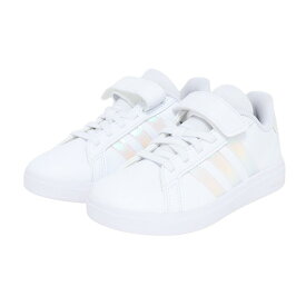 アディダス（adidas）（キッズ）ジュニアスニーカー スポーツシューズ グランドコート 2.0 キッズ ホワイト NIZ07-IE3851 運動靴 トップストラップ