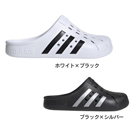 アディダス（adidas）（メンズ、レディース） アディレッタ クロッグ サンダル ホワイト ブラック ブラックシルバー FY8970  FY8969 シャワーサンダル
