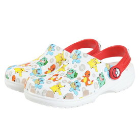 クロックス（crocs）（キッズ）ジュニアサンダル クラシックポケモンクロッグ ホワイト 207739-94S シャワーサンダル 軽量 通気性 お手入れ簡単