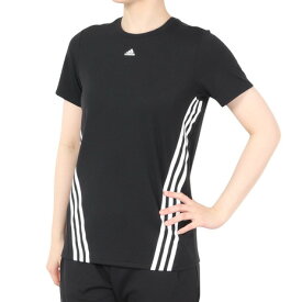 アディダス（adidas）（レディース）tシャツ 吸湿性 ブラック 黒 トレイン アイコンズ スリーストライプス 半袖Tシャツ CA028-HK6975