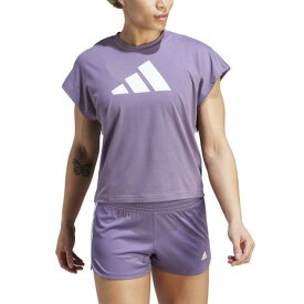 アディダス（adidas）（レディース）tシャツ 半袖 紫 トレイン アイコンズ トレーニング レギュラーフィット 半袖ロゴTシャツ DJD38-IM4747