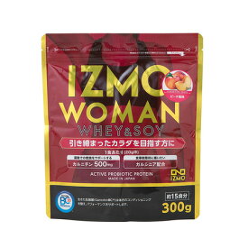 イズモ（IZMO）（メンズ、レディース）ホエイ ソイ 乳酸菌配合 カルニチン WOMANプロテイン 燃焼サポート ピーチ風味 大豆 減量 300g 約15食入 ダイエット
