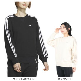 アディダス（adidas）（レディース）エッセンシャルズ プラス スリーストライプス フレンチテリー クルーネックスウェットシャツ KVF83