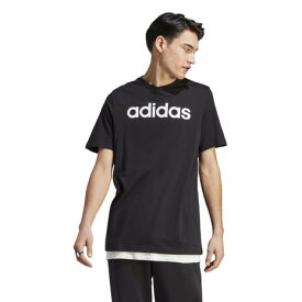 アディダス（adidas）（メンズ）半袖Tシャツ メンズ 黒 エッセンシャルズ リニア刺しゅうロゴECQ98-IC9274