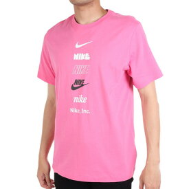 ナイキ（NIKE）（メンズ）半袖Tシャツ メンズ ピンク NSW クラブ+ HDY PK4 ロゴプリント DZ2876-684