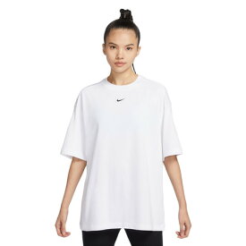 ナイキ（NIKE）（レディース）Tシャツ 半袖 エッセンシャル 無地 ワンポイント 白 オーバーサイズ DX7911-100