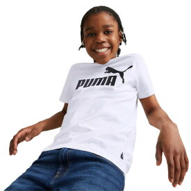 プーマ（PUMA）（キッズ）Tシャツ 半袖 キッズ ジュニア ESS ロゴ Tシャツ 白 ホワイト 綿100% コットン100% 588982 01 BLK