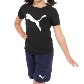 プーマ（PUMA）（キッズ）Tシャツ 半袖 キッズ ガールズ 女の子 ESS アクティブ Tシャツ 黒 ブラック 589039 01 BLK