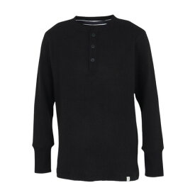 【20％OFFクーポン対象！2/11まで】エルケクス（ELKEX）（メンズ）長袖 ワッフル ヘンリーネック Tシャツ EKM5FA0003 BLK