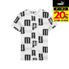 【20％OFFクーポン対象！3/11まで】プーマ（PUMA）（キッズ）ボーイズ ESSプラス ロゴ LAB AOP 半袖Tシャツ 681327 02 WHT