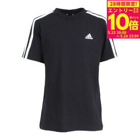 アディダス（adidas）（キッズ）Tシャツ tシャツ 半袖 エッセンシャルズ スリーストライプス コットンTシャツ ECN59-HR6330 綿100% ブラック 黒