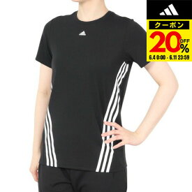 アディダス（adidas）（レディース）tシャツ 吸湿性 ブラック 黒 トレイン アイコンズ スリーストライプス 半袖Tシャツ CA028-HK6975