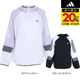 【20%OFFクーポン対象！6/11まで】アディダス（adidas）（レディース）シーズナル スポーツウェア ルーズフィット カラーブロック フード付きクロスジャケット BUJ50-IA5202 IA5205