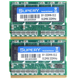 ▲相性保証▼ MicroDIMM 172pin PC2700/2100 DDR333/266 512M2枚合1GB