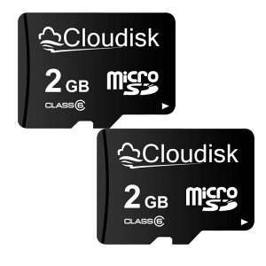 Cloudisk Micro SDカード2 GB(2個セット) フラッシュカード クラス6、SDアダプタ付き(2 GB)