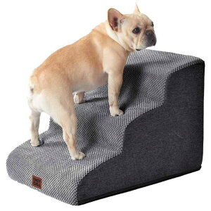 EHEYCIGA 犬 階段 ステップ ペット階段 ドッグステップ 犬 スロープ 高密度 滑り止め付き 安定性 カバー取り外し可能 洗える 小型犬適用 (3段,グレー)