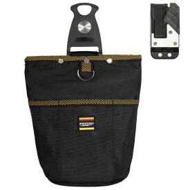 Bokuyoku 腰袋 釘袋 2段 バネ式開閉 着脱式工具ホルダー付き 着脱楽々 ベルトに装着可能 ウエストポーチ 小型 工具ポーチ 軽量 ビスケース 小物入れ 1680Dオックスフォード布素材 防水 耐久 電