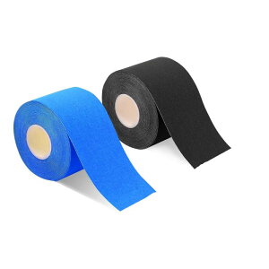 2巻入 テーピングテープ キネシオ テープ 筋肉・関節をサポート 伸縮性強い 汗に強い パフォーマンスを高める 5cm x 5m (黒/青い)