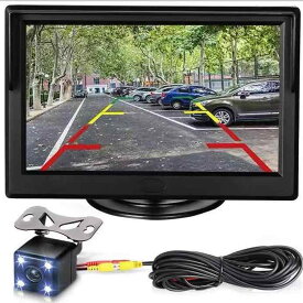 車載 ディスプレイ モニター 4.3インチ LCD 高清 夜視 バックカメラ リアルタイム 録画 倒車映像 簡単 設置 セット AV入力 CVBS 信号 通用車種 ABS素材 軽量 0.3kg 分解能 480x272