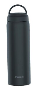 【持ち運び便利なハンドル付き】ピーコック魔法瓶 スクリューマグボトル チャコールグレー 600ml 水筒 魔法瓶 保温 保冷 まほうびん 持ち手 軽量 タンブラー コーヒー マグ 洗いやすい マグ