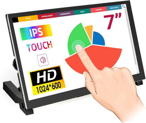 ELECROW 7�C���` �^�b�`�X�N���[�����j�^�[ Raspberry Pi�p ? 1024x600 IPS�t�� �f�B�X�v���C�X�^���h�t�� �Ód�e�ʎ��^�b�`�Ή� ���^HD���j�^�[ Raspberry Pi 5/4B/3B+/3B�ABeagleBone B