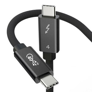 Thunderbolt 4 �P�[�u�� �u���b�N 0.3m 240W�}���[�d 8K�Ή� 40 Gbps �f�[�^�]�� Type-C Type-C �P�[�u�� USB-C  USB-C MacBook/iPad/Mac mini/iphone