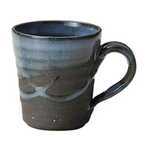 丸伊製陶 信楽焼 へちもん マグカップ コップ 紺碧 容量約310ml おしゃれ コーヒーカップ 陶器 職人手作り 伝統工芸 日本製 MR-3-3349