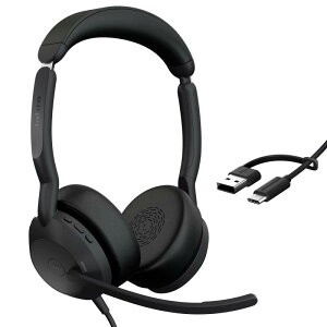 Jabra �w�b�h�Z�b�g Evolve2 50 UC Stereo USB C/A �����w�b�h�Z�b�g �L�� �w�b�h�z�� �}�C�N�t�� �X�e���I USB-C/USB-A�ڑ� �m�C�Y�L�����Z�����O 1�������K�ȃ��U�[�N�b�V���� Teams/Zoom�Ή� ��c