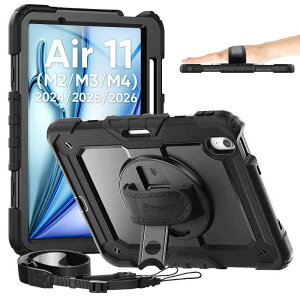 Timecity iPad Air 11�C���` (M4/M3/M2) ��p�P�[�X �ϏՌ� �n���h�O���b�v/�V�����_�[�X�g���b�v�t�� �u���b�N
