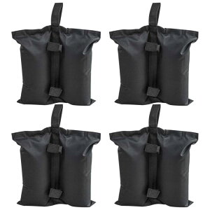 Sutekus テントやタープ固定用 砂袋 容量6L(砂10kg) ウエイトバッグ テント用 重り 重し袋 テントウエイト マジックテープ式 4個入り (ブラック)