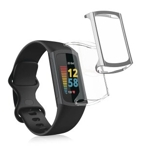 kwmobile 2x �P�[�X Fitbit Charge 6 / Charge 5�Ή� �J�o�[ - �t���J�o�[ �V���R�� �ϏՌ� �S�̕ی� ����/�V���o�[