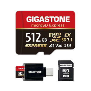 �ySwitch 2 ��p�݌v�zGIGASTONE microSD Express microSD�J�[�h 512GB SD7.1 �ǂݎ�葬�x/�������ݑ��x�ő� 880/650MB/s A1 V30 U3 Type-C�J�[�h���[�_�[�t��