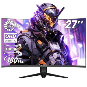 CRUA �Q�[�~���O���j�^�[ 27�C���` WQHD 2560x1440 180Hz �p�ȃ��j�^�[ 1800R �f�B�X�v���C HDMI2.0  DP1.4 �u���[���C�g�y�� �X�Β��� �L������p �Ǌ|���Ή�