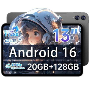 �y2025 Android 16 �^�u���b�g�zTECLAST T65 13 �C���` �^�u���b�g 120Hz ��ʃ��t���b�V�����[�g, 20GB RAM+128GB ROM, T7280 (T620) �v���Z�b�T Tablet, SIM �J�[�h�Ή�, 3.