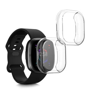 kwmobile 2x �P�[�X Fitbit Versa 4 / Sense 2�Ή� �J�o�[ - �t���J�o�[ �V���R�� �ϏՌ� �S�̕ی� ����