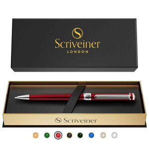 Scriveiner �{�[���y�� �ō��� �N���[���d�グ �V���~�b�g �����t�B�� �ō��̃{�[���y���M�t�g�Z�b�g �j�� �r�W�l�X�}�� ���� �I�t�B�X�ɍ� Deep Crimson Ballpoint Pen