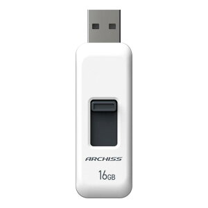 �A�[�L�X(Archiss) USB������ 16GB USB2.0 �X���C�h�� �X�g���b�v�z�[���t�� �L���b�v���X�f�U�C�� �z���C�g AS-016GU2-PSW