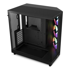 NZXT H6 Flow RGB Black 2�ʃX���[�N �����K���X�p�l���̗p 120mm RGB�t�@�� 3��t�� �f���A���`�����o�[ �V���[�P�[�X�^ �~�h���^���[ ATX PC�P�[�X �u���b�N CC-H61FB-R1 CS8791
