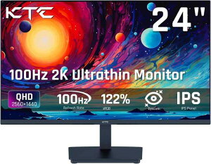 KTC 24�C���` ���j�^�[ WQHD(2560×1440) 100Hz IPS�p�l�� �u���[���C�g�y�� FreeSync  G-Sync �T�|�[�g �I�t�B�X���J�W���A���Q�[�~���O�Ή� 122%sRGB ���F��Ή� PC���j�^�[ H24T27