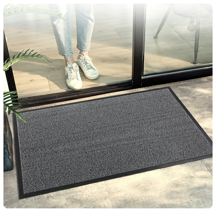 玄関マット 屋外 泥落とし 薄型 室内 北欧 業務用 家庭用 洗える シンプル 無地 グレー 風水 吸水 大判 滑り止め付き 泥除け 丸洗い 水洗い  ドアマット エントランスマット 足拭きマット フロアマット 店舗 飲食店 オフィス 事務所 | スーパーゼール 家庭用および商業用の滑り止めドアマット グレー カーペット90x150cm 玄関マット 廊下カーペット 耐久性がありお手入れが簡単