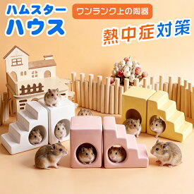 【1個1725円～】ハムスター ハウス 陶器 夏 ひんやり 小屋 夏 暑さ対策 ひんやりハウス 夏用冷却ハウス ケージ 熱中症対策 かわいい 小動物 家 天然素材 ゴールデンハムスター 巣箱 隠れ家 階段型 お手入れ簡単 夏用 爽やか ハムスターハウス 巣寝場所 小動物用 ペット用品