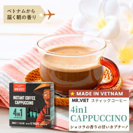 【18日までポイント3倍！＆2個で＋5％OFFクーポン】スティックコーヒー カプチーノ ベトナムコーヒー｜MR.VIET ミスターベト 4in1 インスタントコーヒー 個包装 チョコレート風味 ミルクコーヒー ベトナム土産 3in1系統 カフェモカ風　スティックカフェオレ バレンタイン
