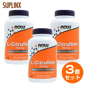 【3個セット】【送料無料】お得サイズ Lシトルリン 750mg 180粒　071-00103 サプリメント 健康サプリ サプリ アミノ酸 シトルリン お徳用 now ナウ 栄養補助 アメリカ 国外 カプセル 通販 楽天