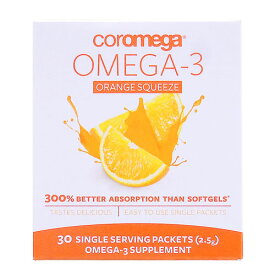 コロメガ オメガ3 スクィーズ （EPA・DHA含有）※オレンジ　2.5g×30袋 サプリメント 健康サプリ サプリ DHA EPA 粉末 栄養補助 栄養補助食品 アメリカ 袋 サプリンクス