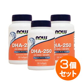 【3個セット】DHA　250mg 120粒 サプリメント 健康サプリ サプリ DHA EPA now ナウ 栄養補助 栄養補助食品 アメリカ ソフトジェル