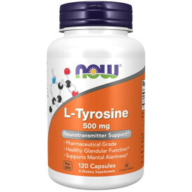 L-チロシン 500mg／120カプセル[TYROSINE／フェニルアラニン／やる気／集中／NOW／ナウフード／サプリメント／アメリカサプリ／サプマート／SupmartUSA／071-00162]