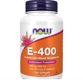 ビタミンE 400IU ＋ セレニウム 100粒 サプリメント 健康サプリ サプリ ビタミン ビタミンE now ナウ 栄養補助 栄養補助食品 アメリカ ソフトジェル サプマートUSA Vitamin E-400 with Selenium