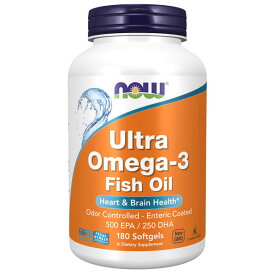 ウルトラオメガ3（腸溶性コーティング）EPA 500mg、DHA 250mg　／180ソフトカプセル[NOW／ナウフード／サプリメント／アメリカサプリ／サプマート／SupmartUSA／071-01662]