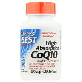 高吸収性コエンザイム CoQ10 100mg ＋ バイオペリン／120ソフトカプセル[ドクターズベスト／DOCTOR'S BEST／サプリメント／アメリカサプリ／サプマート／SupmartUSA／142-00183]